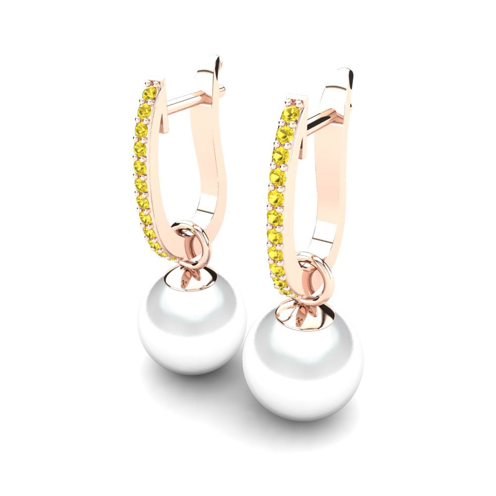 14ct Rose Gold Yellow Sapphire Women's Earring Nella Ø10 mm