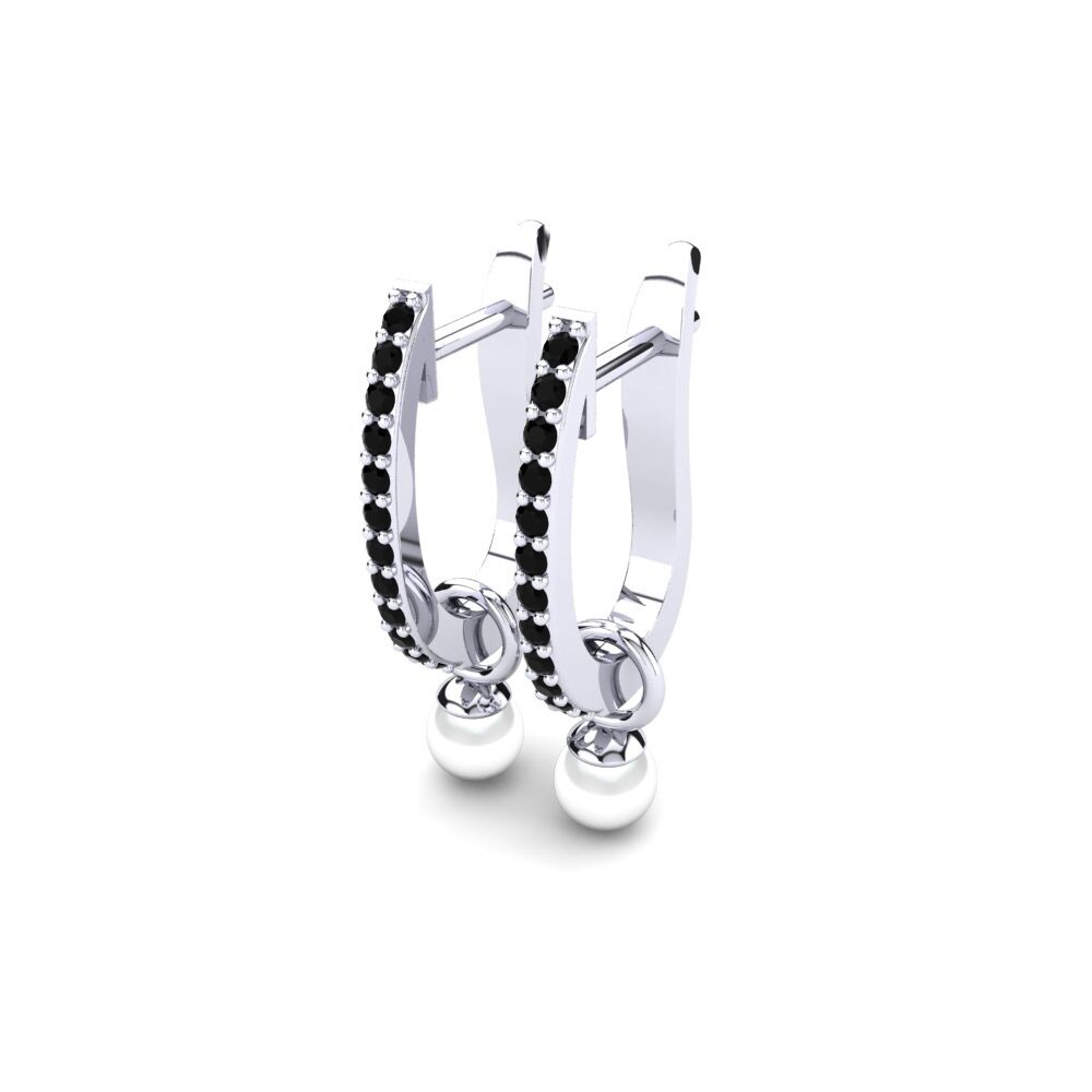 Paladio 950 Diamante Negro Pendiente de mujer Nella Ø4 mm