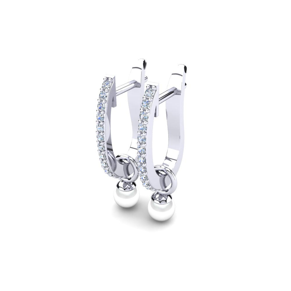 Plata 925 Zafiro blanco Pendiente de mujer Nella Ø4 mm