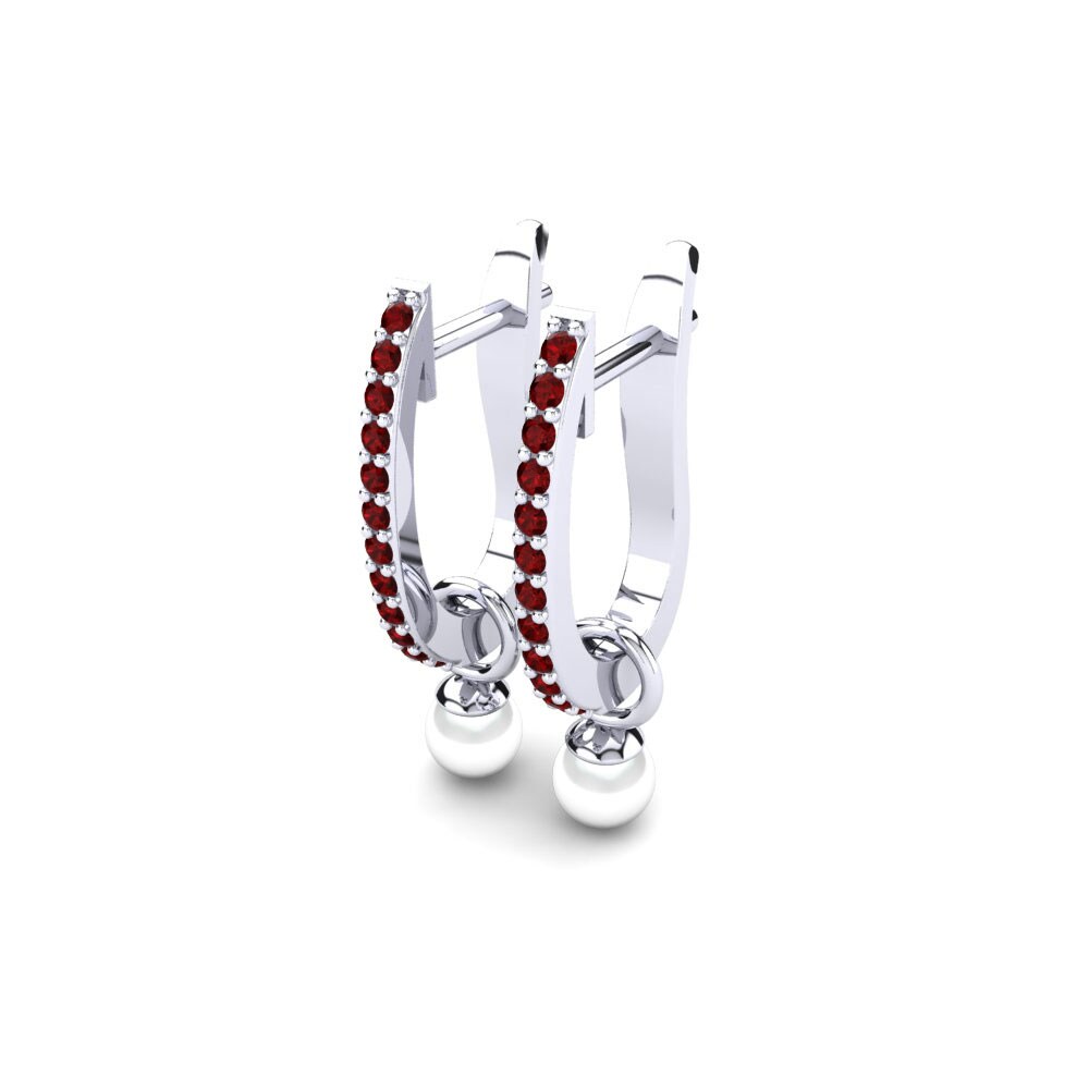 18k Oro Blanco Circonita Roja Pendiente de mujer Nella Ø4 mm