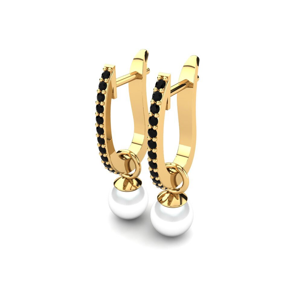 9ct Yellow Gold Black Diamond Women's Earring Nella Ø6 mm