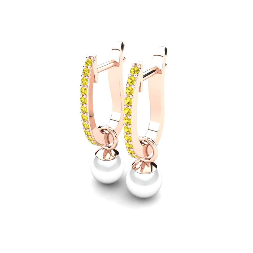 14ct Rose Gold Yellow Sapphire Women's Earring Nella Ø6 mm
