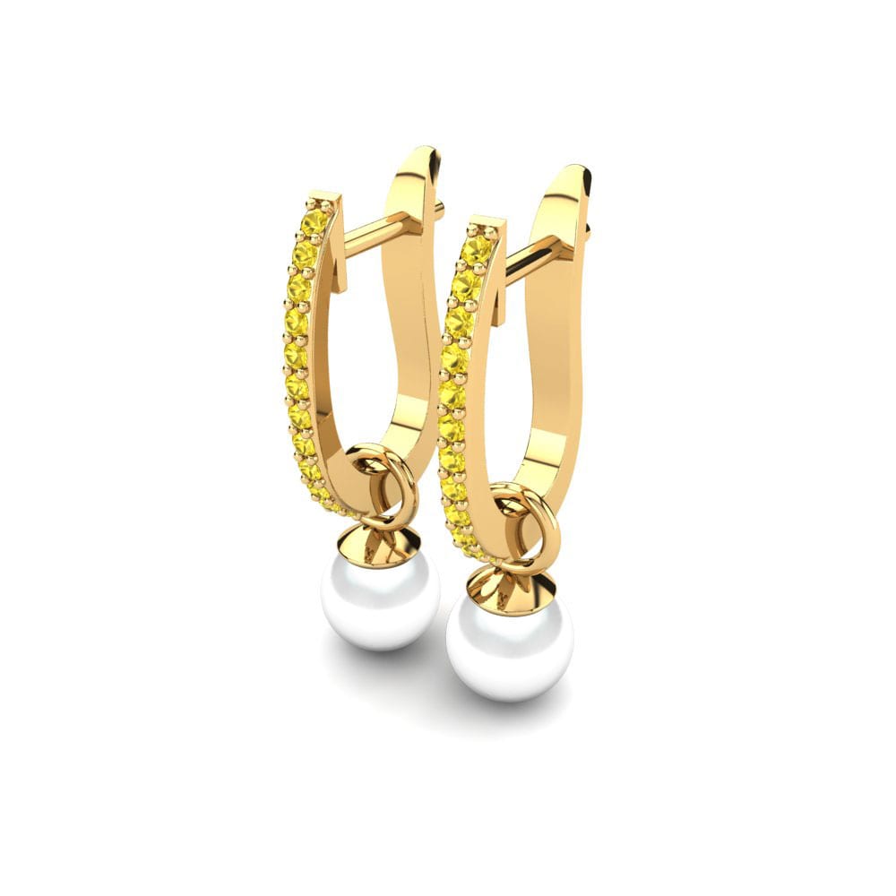14ct Yellow Gold Yellow Sapphire Women's Earring Nella Ø6 mm