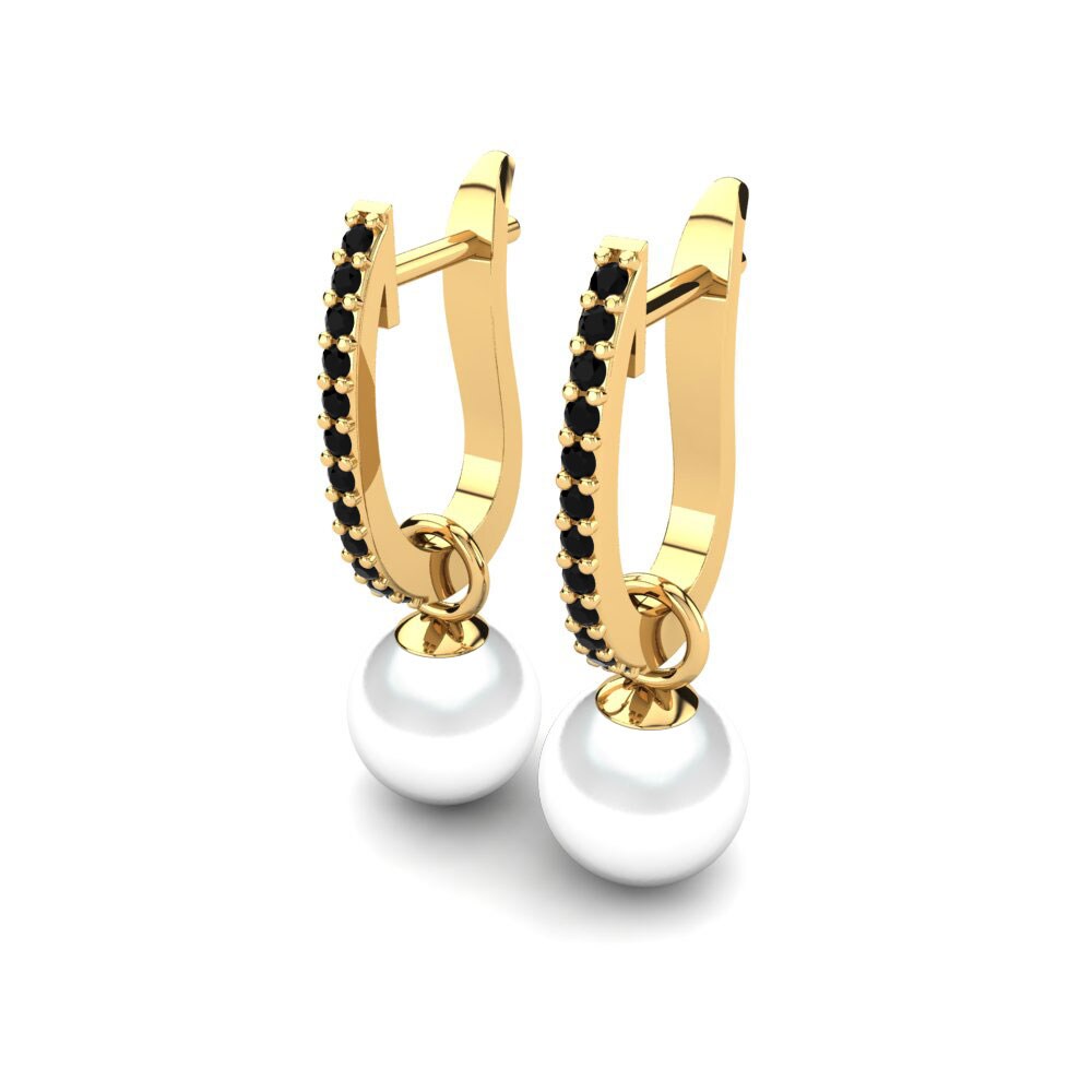 14ct Yellow Gold Black Onyx Women's Earring Nella