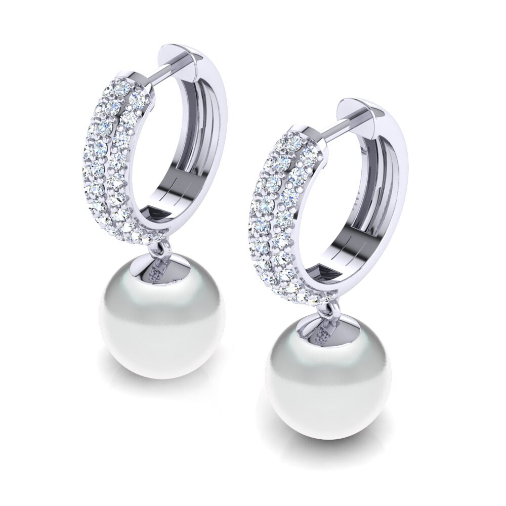 14ct White Gold White sapphire Women's Earring Riva Ø10 mm