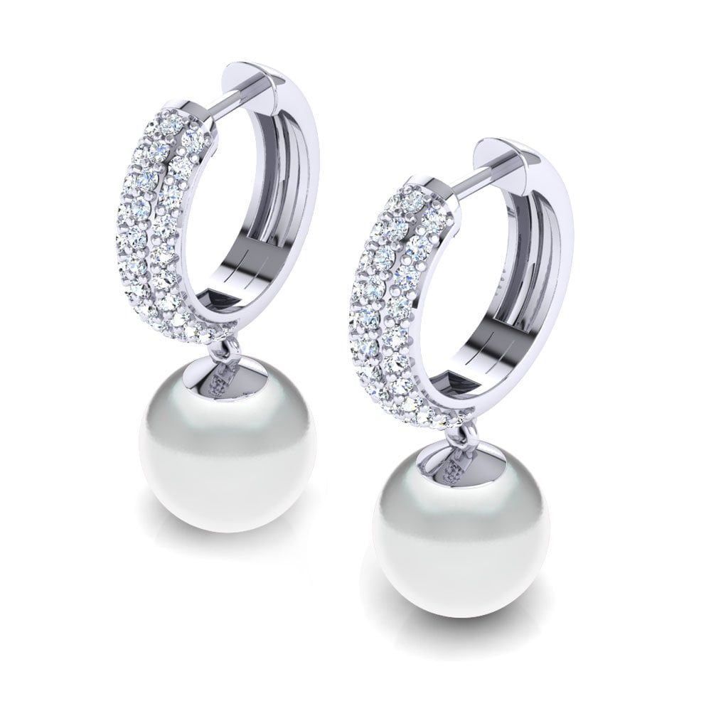 Platino 950 Diamante cultivado en laboratorio Pendiente de mujer Riva Ø10 mm