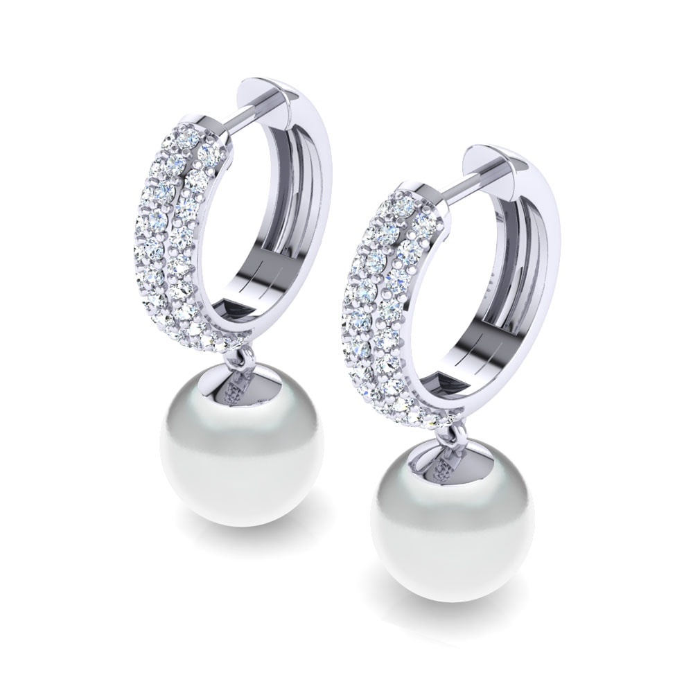 Plata 925 Zafiro blanco Pendiente de mujer Riva Ø8 mm