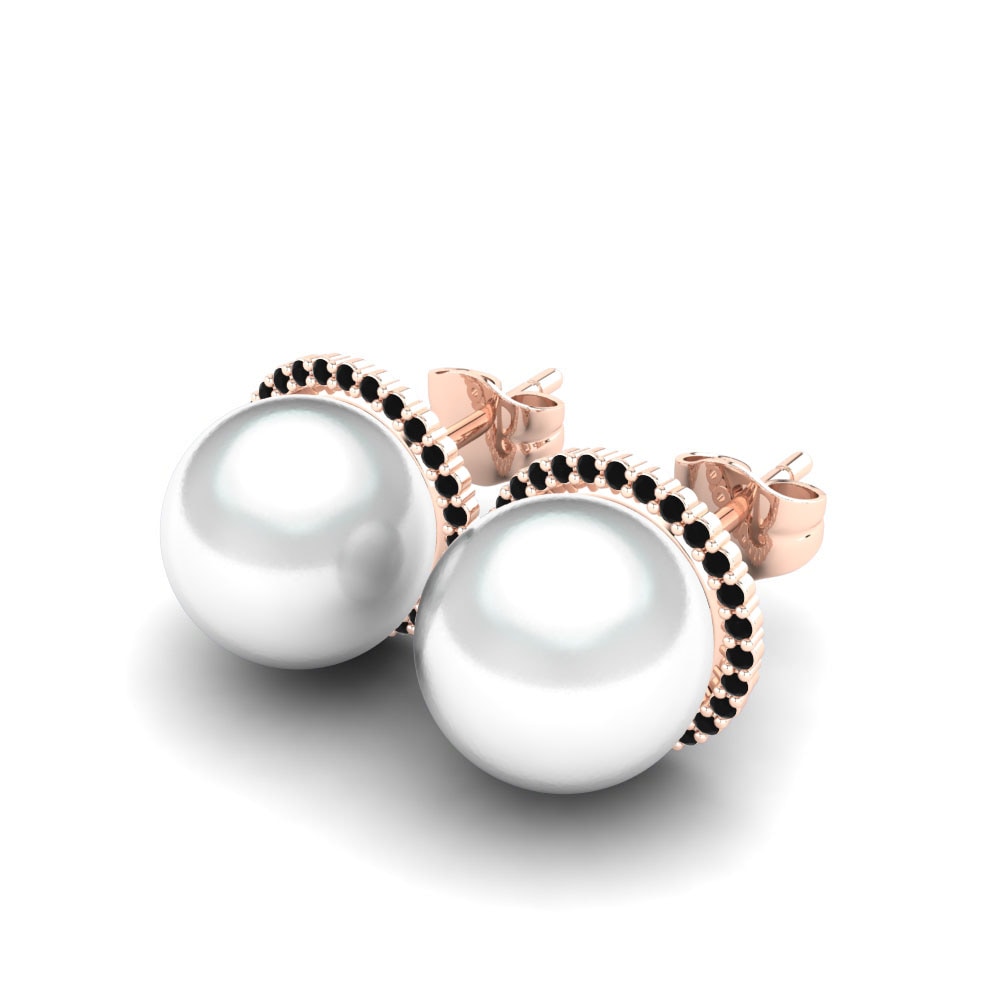 9k Oro Rosa Zafiro negro Pendiente de mujer Marina Ø10 mm