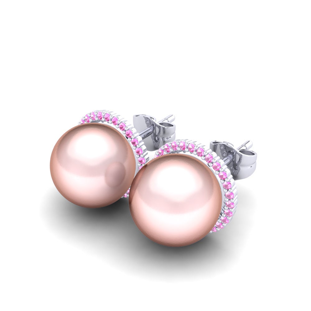 Turmalina rosa Pendiente de mujer Marina Ø10 mm