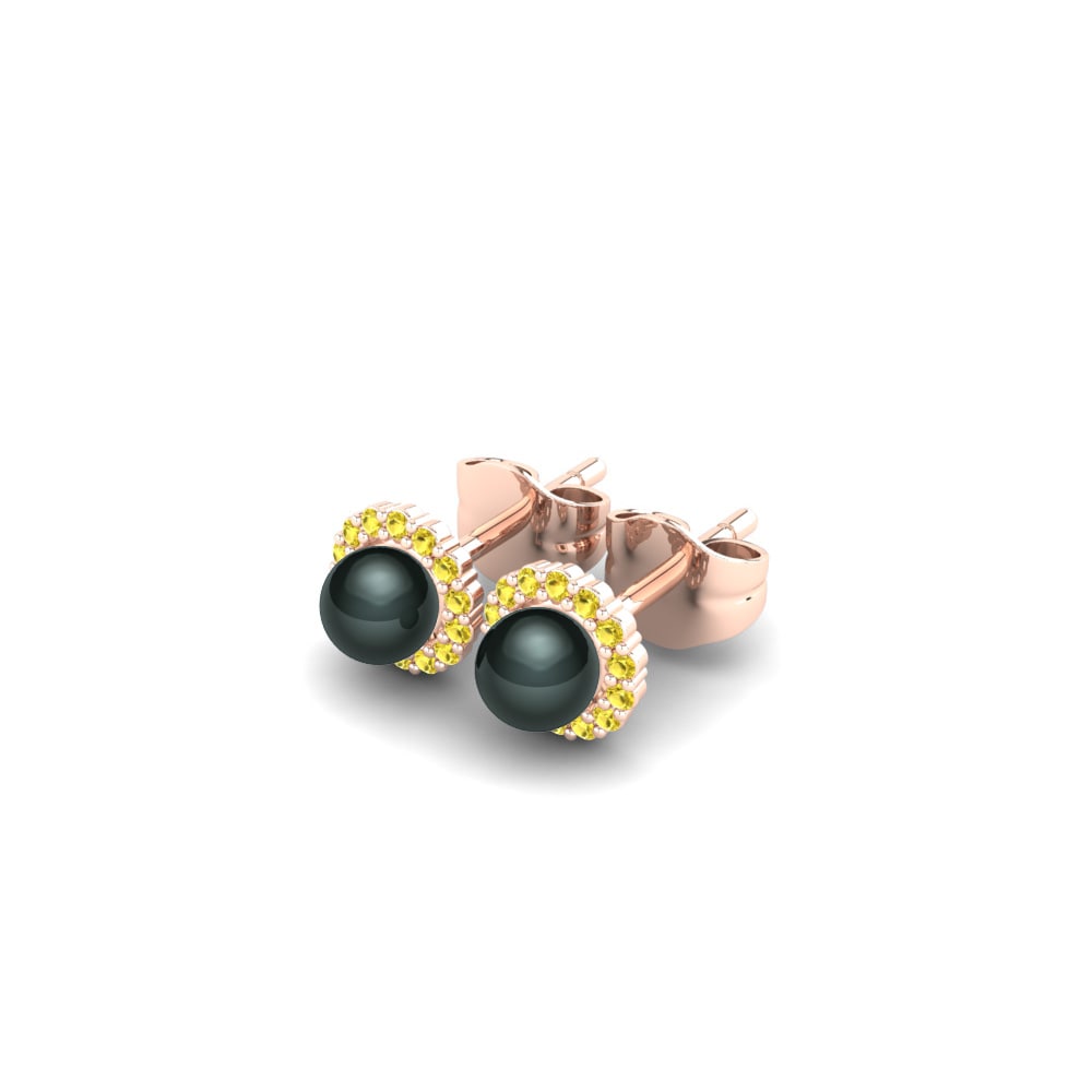 14ct Rose Gold Yellow Sapphire Women's Earring Marina