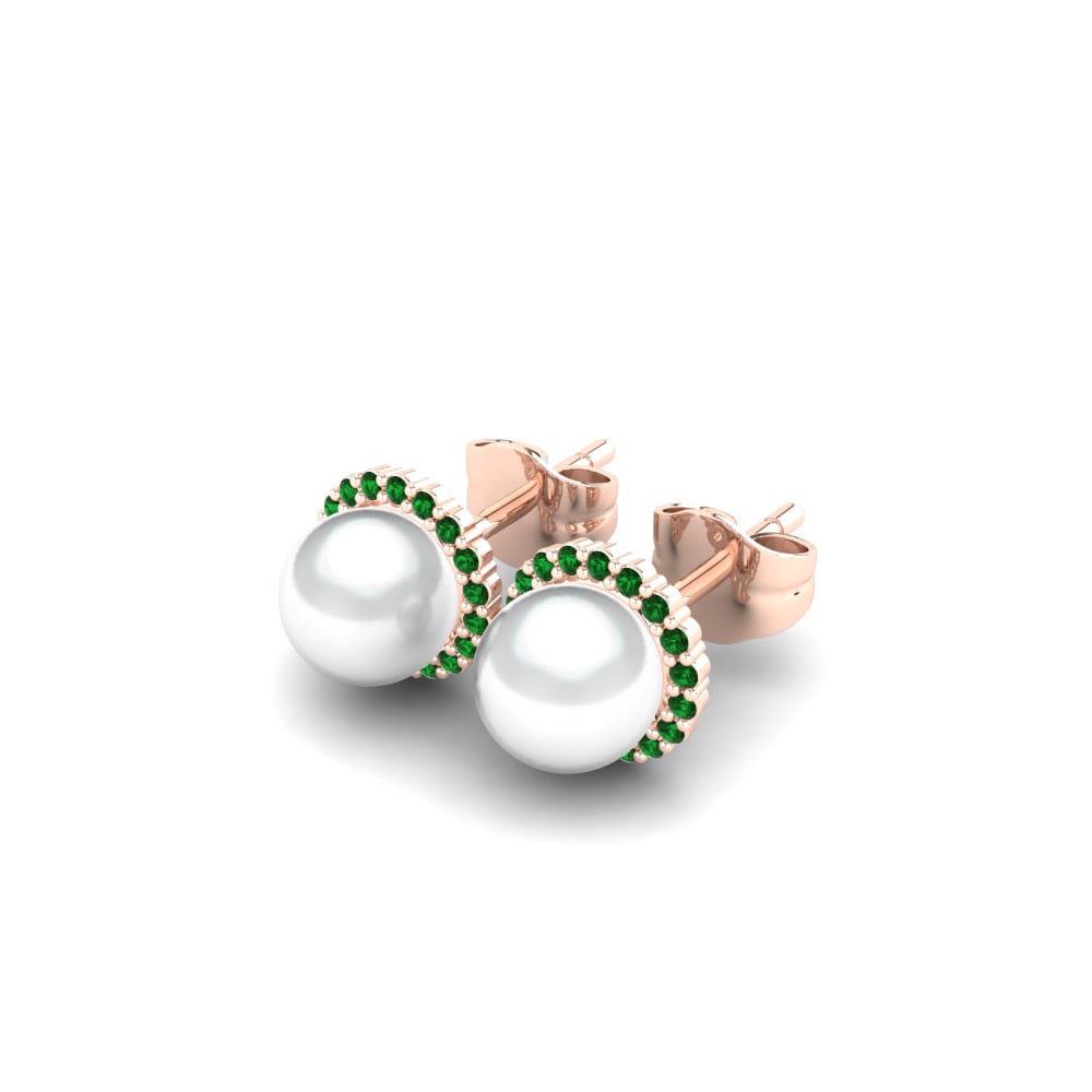 9ct Rose Gold Green Zirconia Women's Earring Marina Ø6 mm