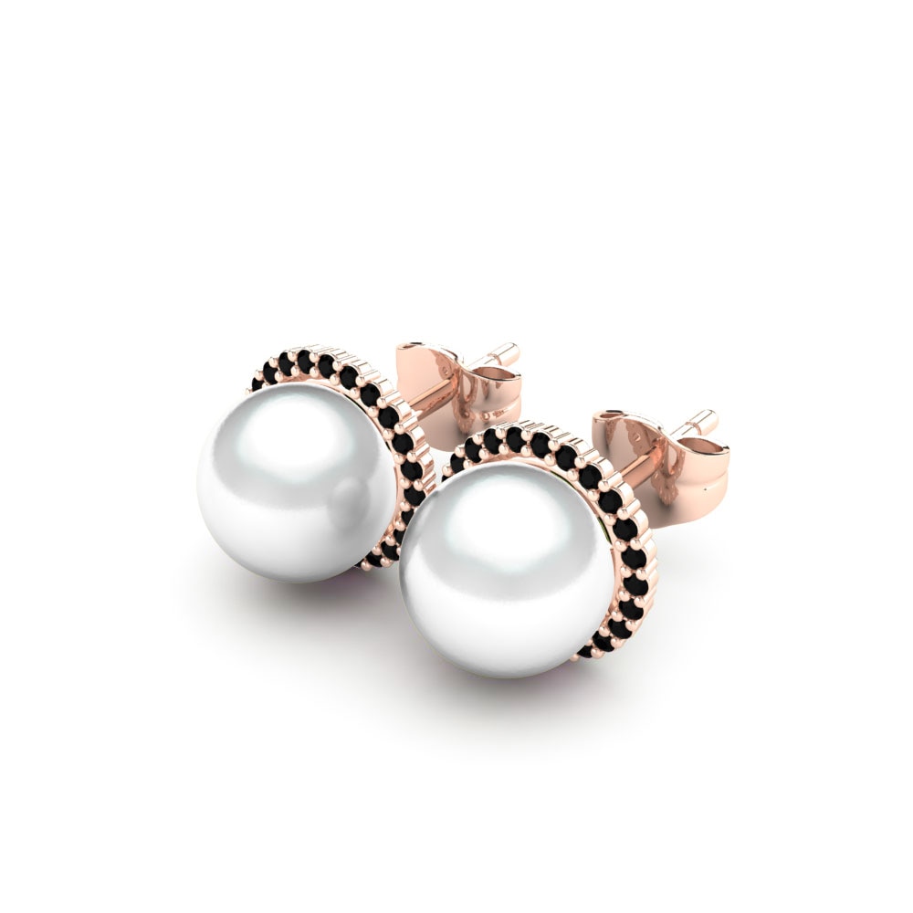 9k Oro Rosa Zafiro negro Pendiente de mujer Marina Ø8 mm