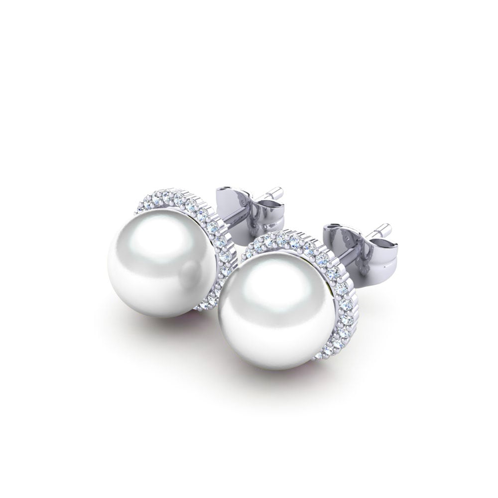White sapphire Women's Earring Marina Ø8 mm