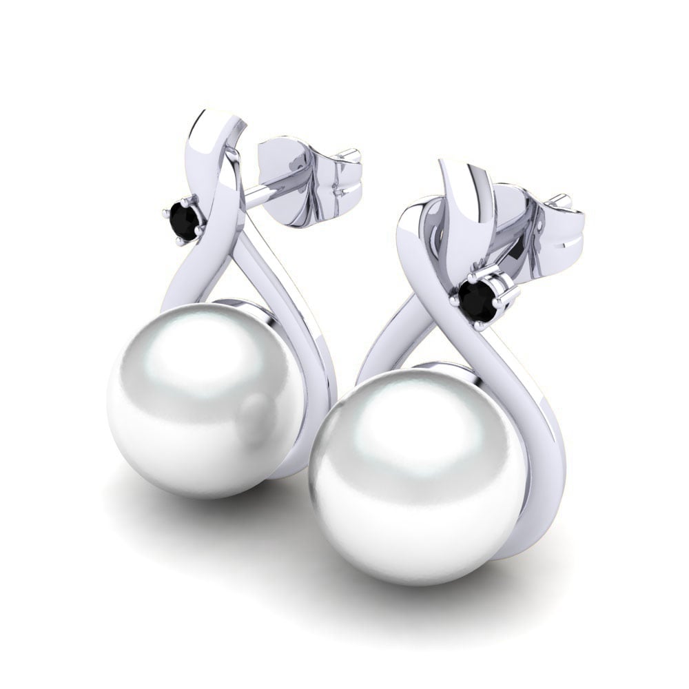 Paladio 950 Diamante Negro Pendiente de mujer Ginny Ø10 mm
