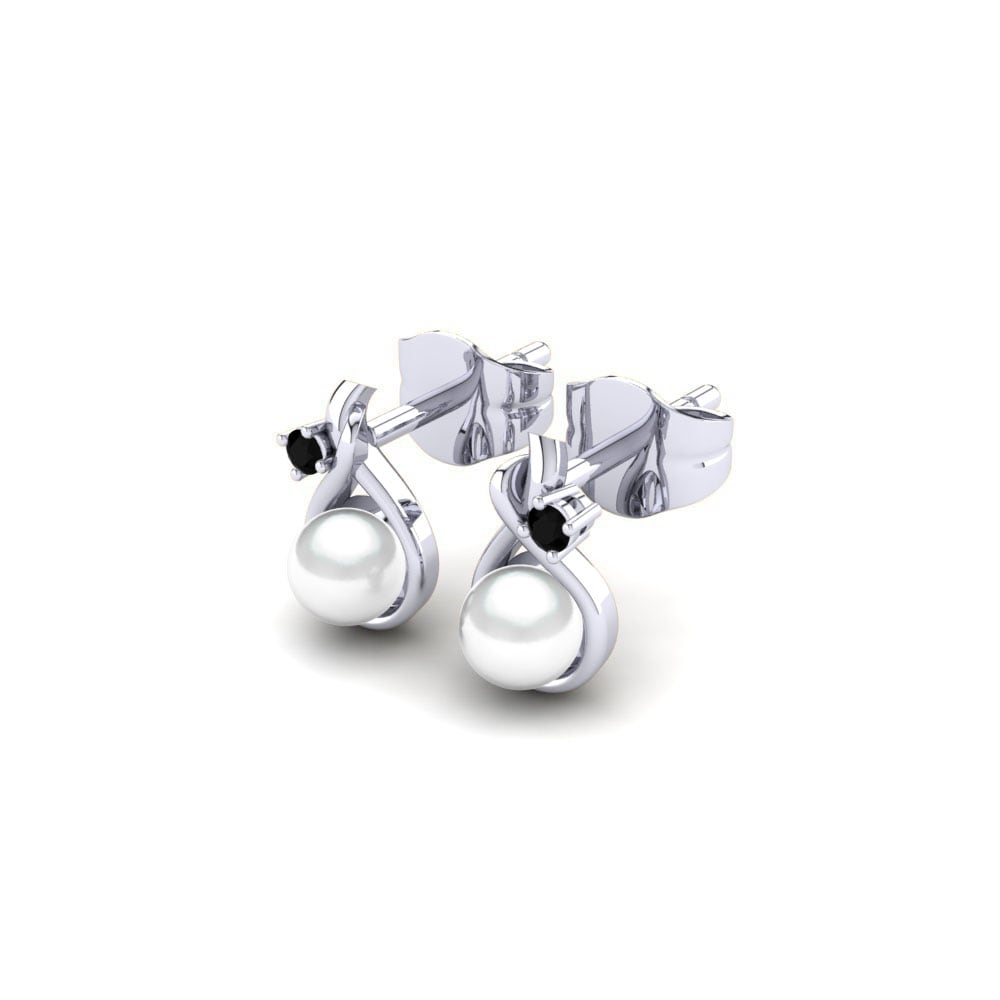 Paladio 950 Diamante Negro Pendiente de mujer Ginny Ø4 mm