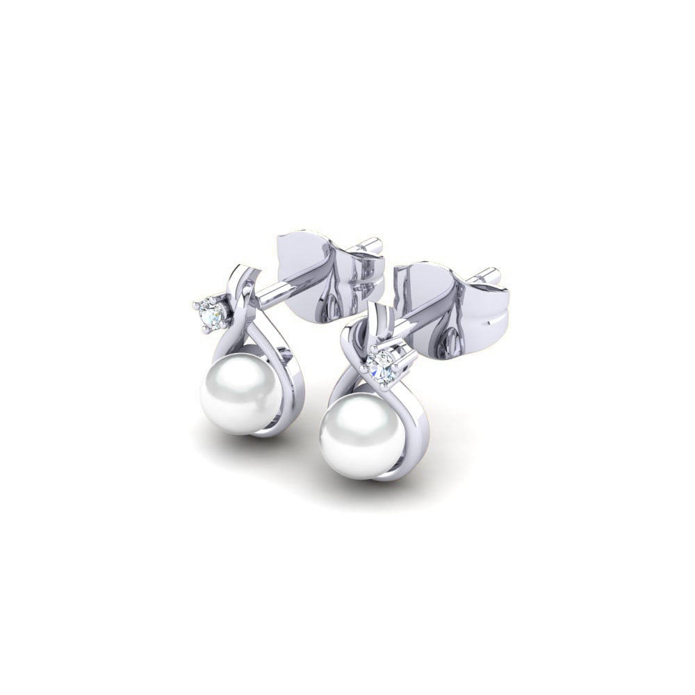 Plata 925 Zafiro blanco Pendiente de mujer Ginny Ø4 mm
