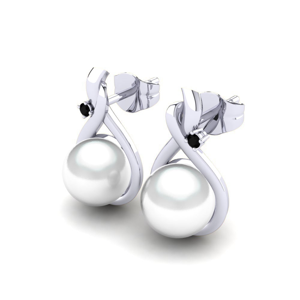Paladio 950 Diamante Negro Pendiente de mujer Ginny Ø8 mm