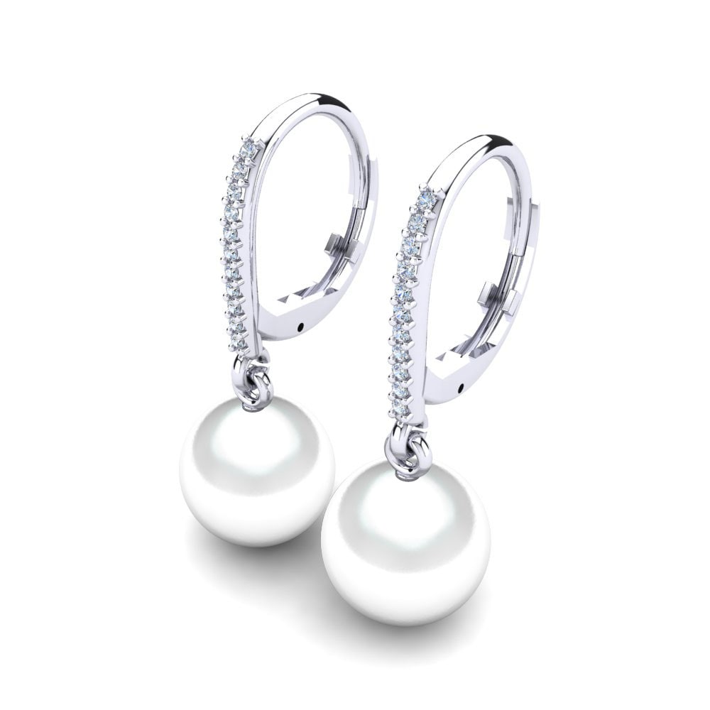 Plata 925 Zafiro blanco Pendiente de mujer Cateline Ø10 mm