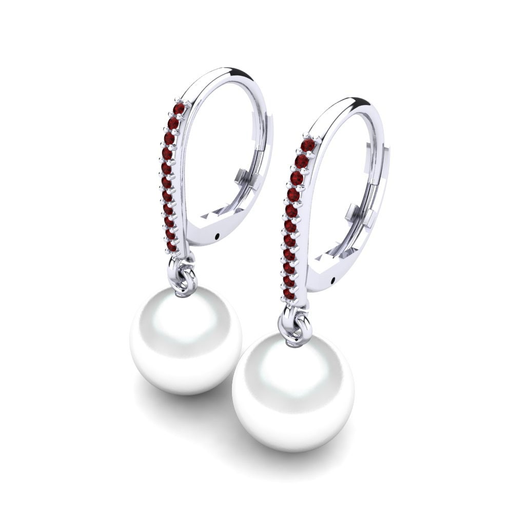 9ct White Gold Ruby Women's Earring Cateline Ø10 mm
