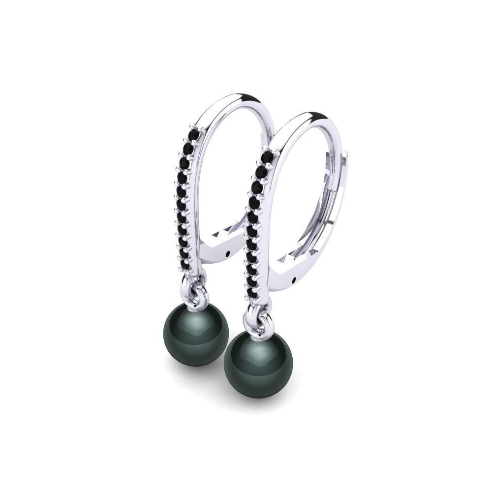950 Palladium Black Sapphire Earring Cateline Ø6 mm