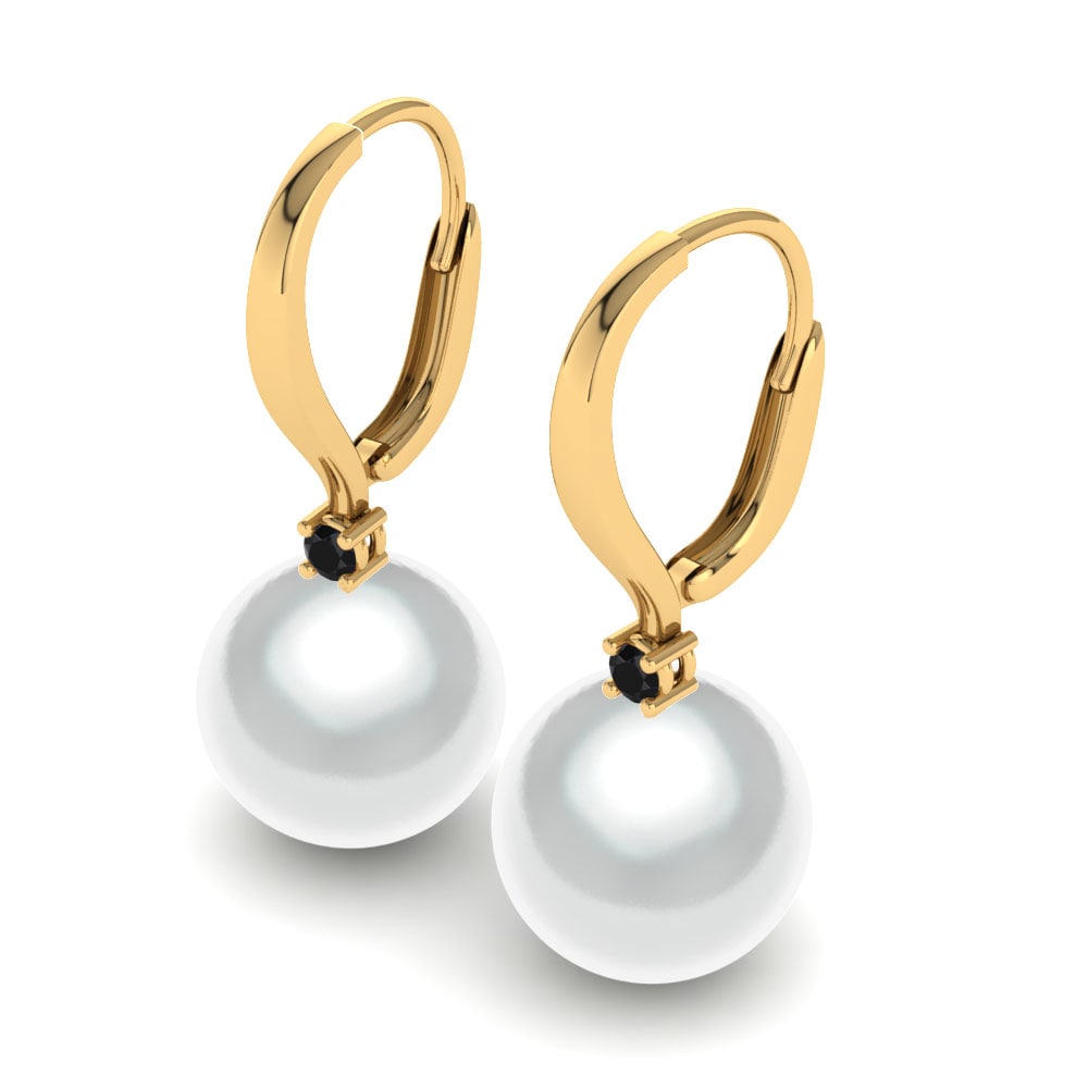 14ct Yellow Gold Black Onyx Women's Earring Philberta Ø10 mm