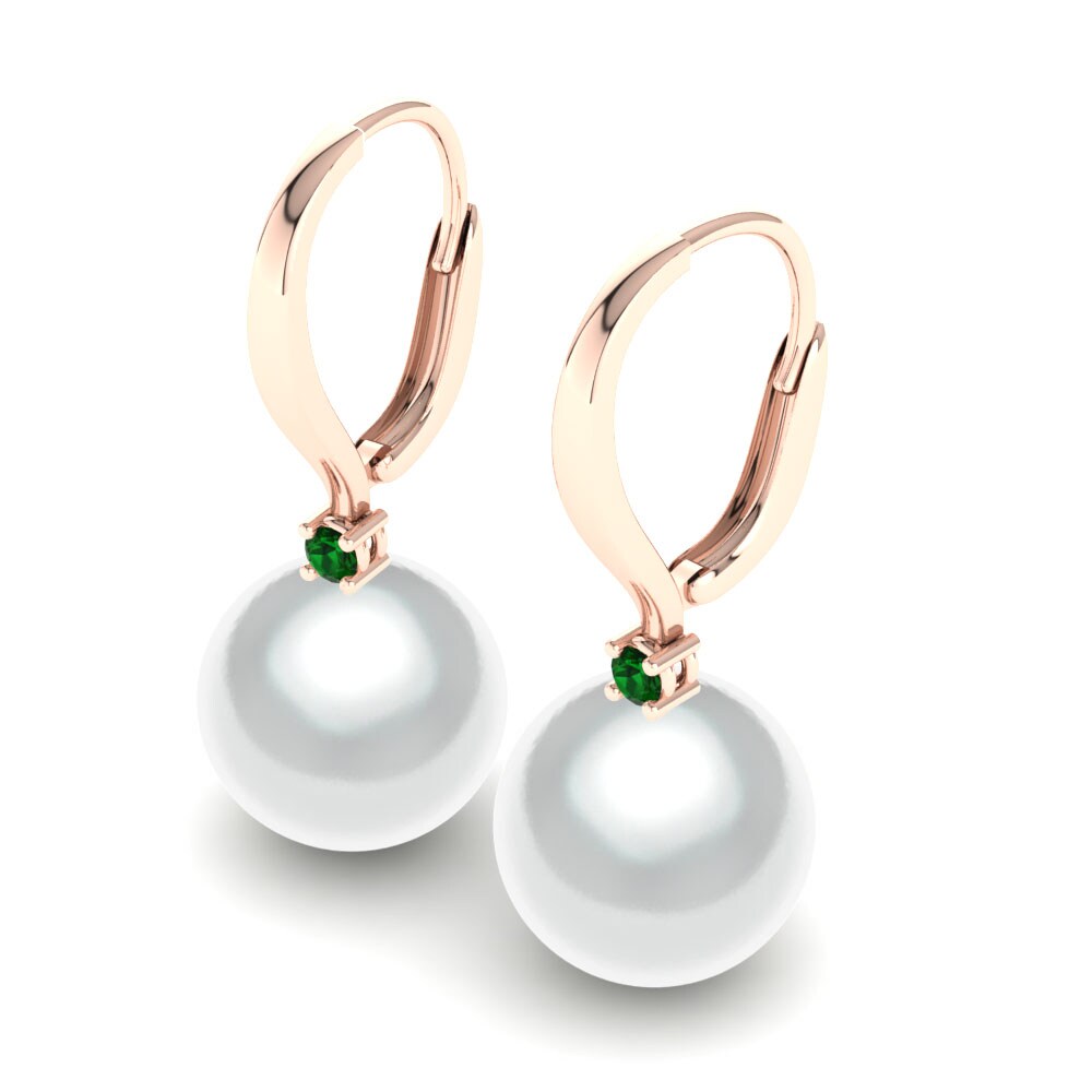 9ct Rose Gold Green Zirconia Women's Earring Philberta Ø10 mm