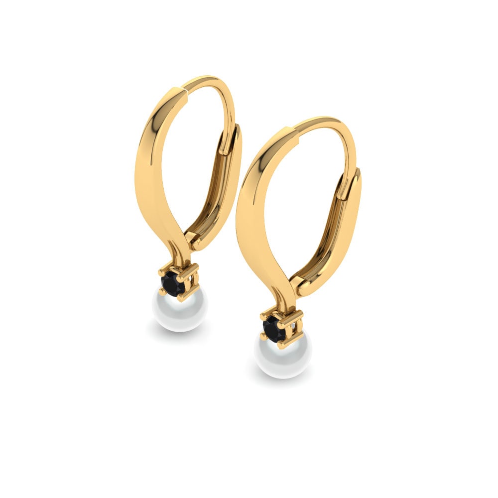 14ct Yellow Gold Black Onyx Women's Earring Philberta Ø4 mm