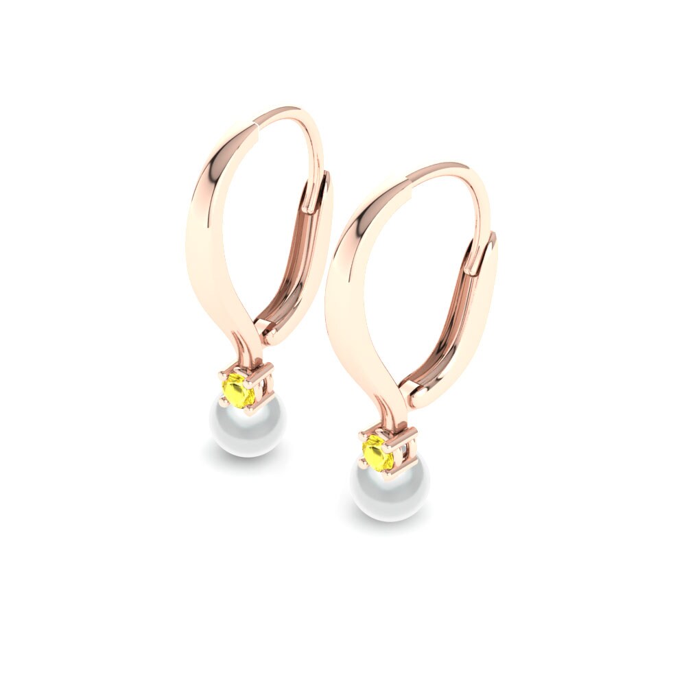 14ct Rose Gold Yellow Sapphire Women's Earring Philberta Ø4 mm