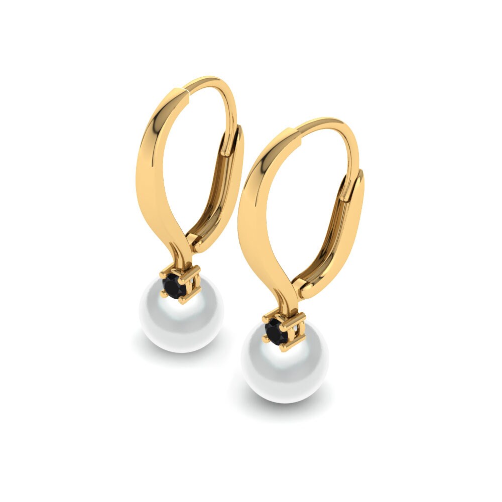 9ct Yellow Gold Black Diamond Women's Earring Philberta