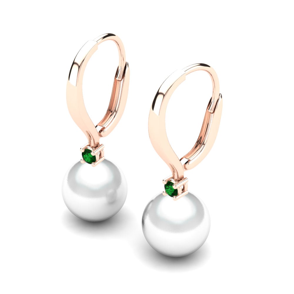 9ct Rose Gold Green Zirconia Women's Earring Philberta Ø8 mm