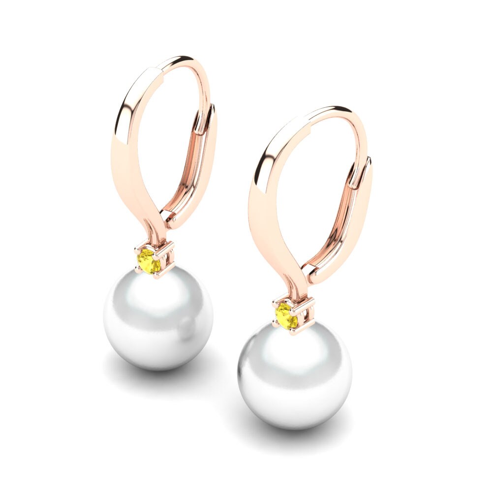 14ct Rose Gold Yellow Sapphire Women's Earring Philberta Ø8 mm