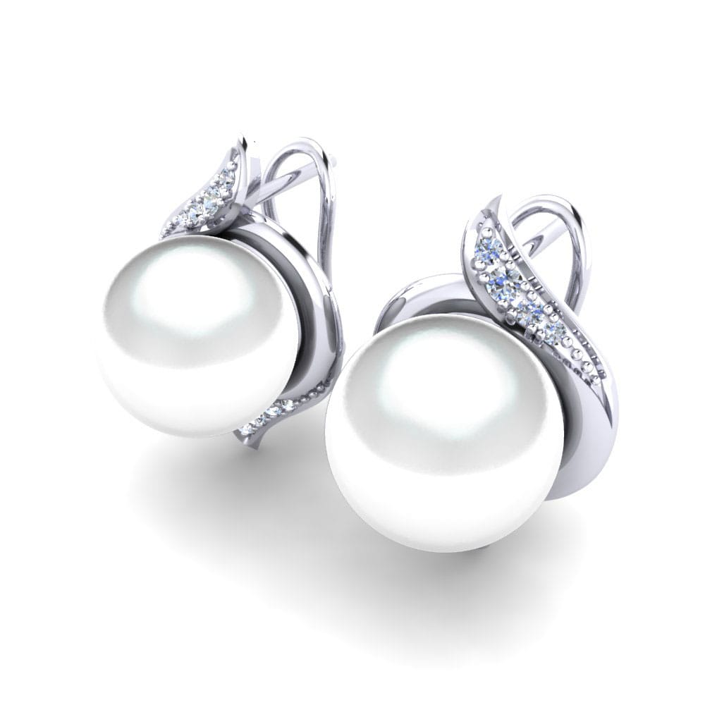 Plata 925 Zafiro blanco Pendiente de mujer Majori Ø10 mm