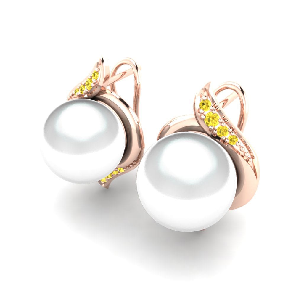 14ct Rose Gold Yellow Sapphire Women's Earring Majori Ø10 mm