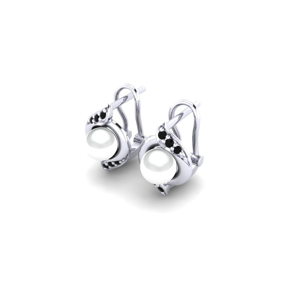 Paladio 950 Diamante Negro Pendiente de mujer Majori Ø4 mm