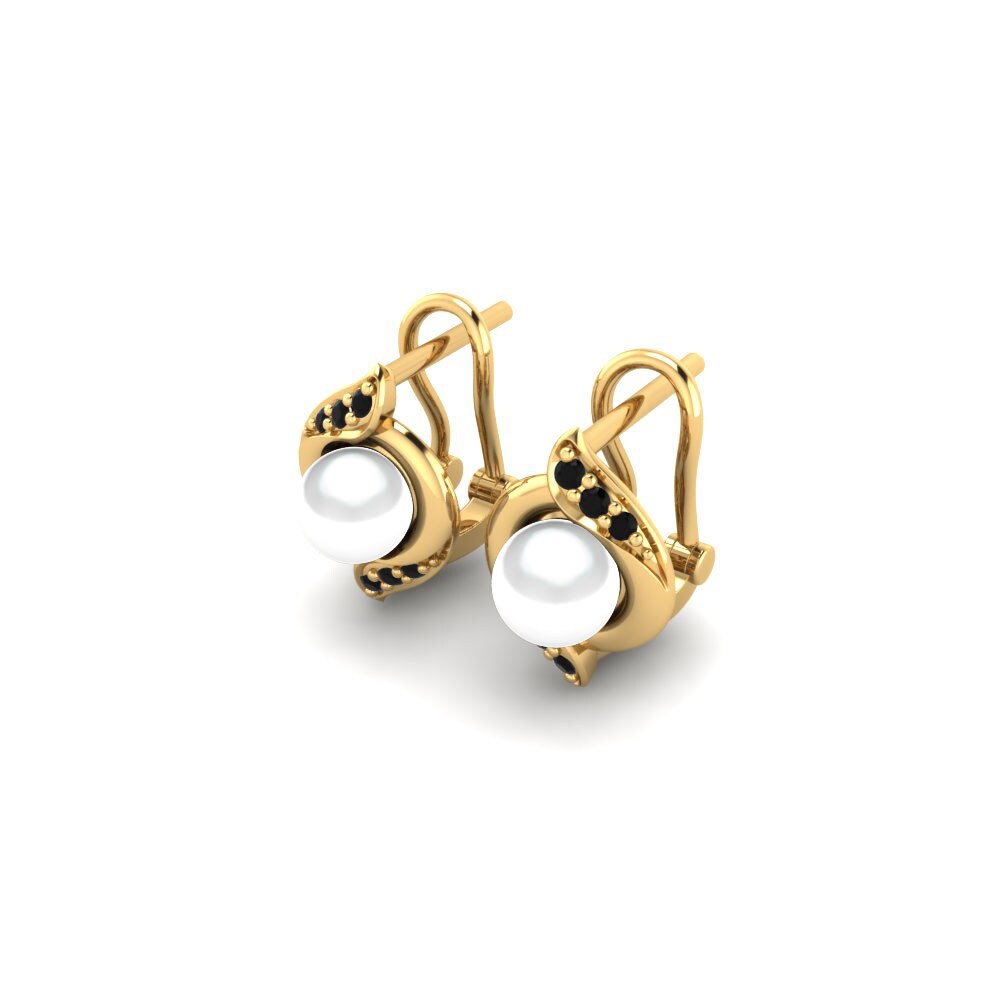 9ct Yellow Gold Black Diamond Women's Earring Majori Ø4 mm