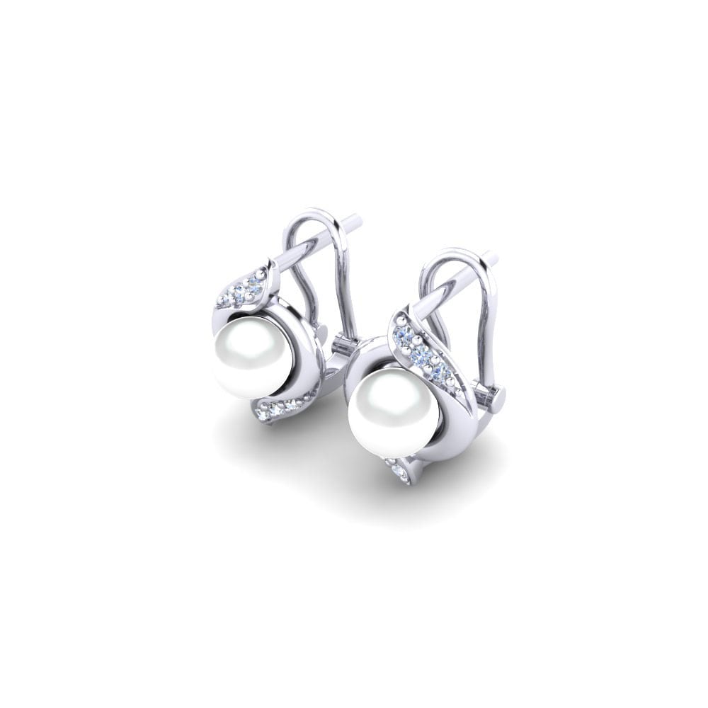 18ct White Gold White sapphire Women's Earring Majori Ø4 mm
