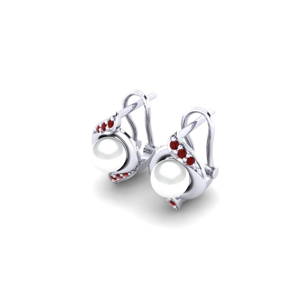 18k Oro Blanco Circonita Roja Pendiente de mujer Majori Ø4 mm
