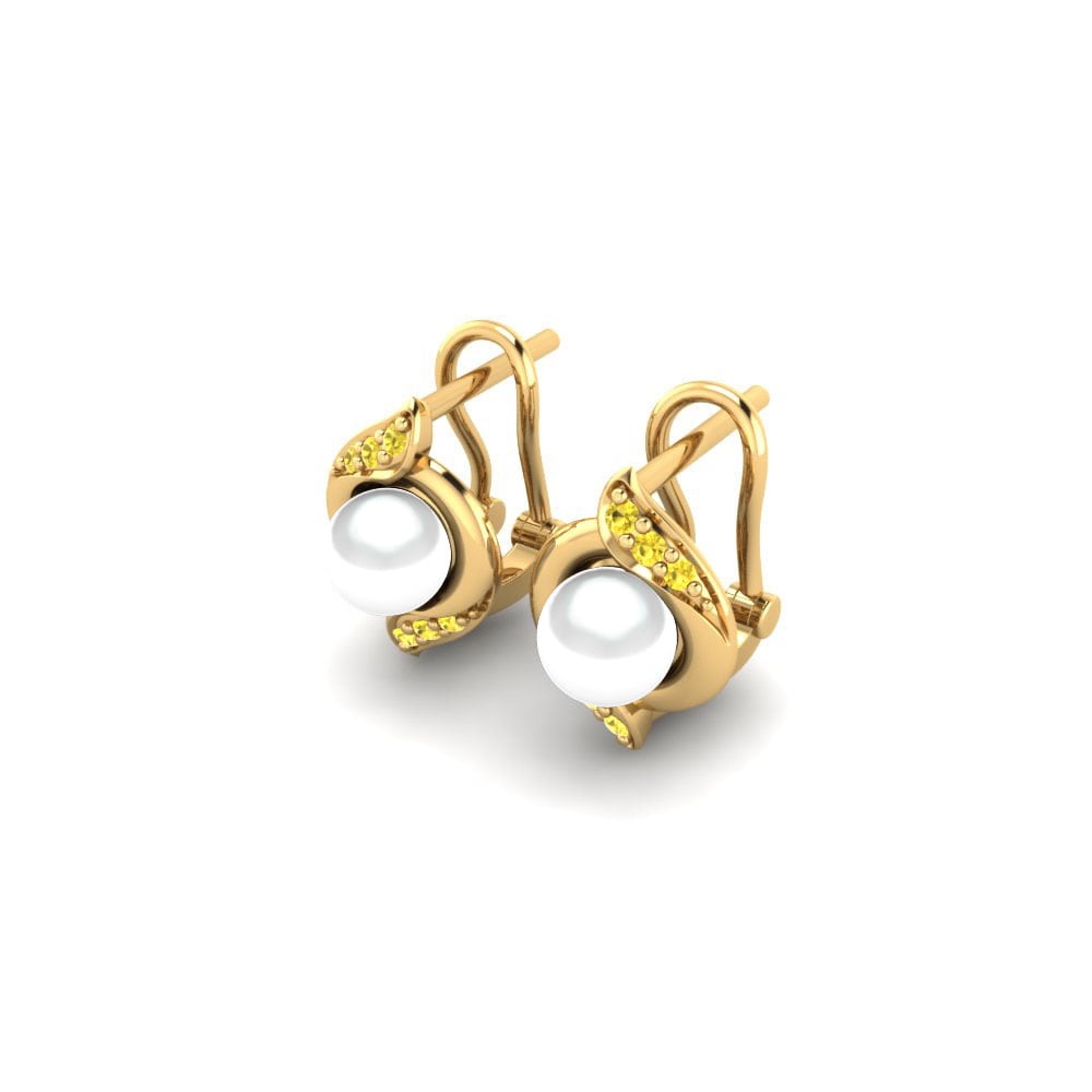 14ct Yellow Gold Yellow Sapphire Women's Earring Majori Ø4 mm