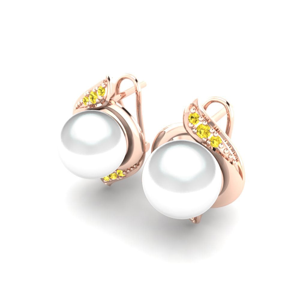 14ct Rose Gold Yellow Sapphire Women's Earring Majori Ø8 mm