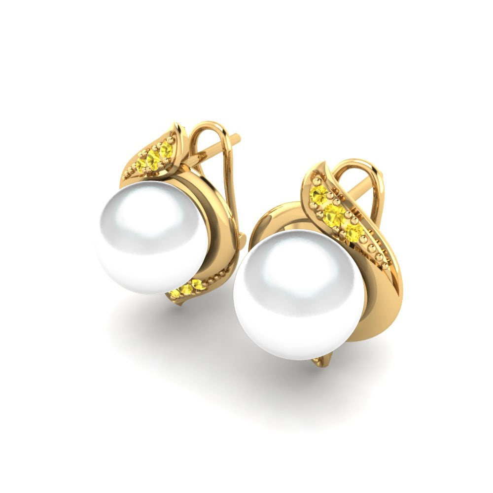 14ct Yellow Gold Yellow Sapphire Women's Earring Majori Ø8 mm