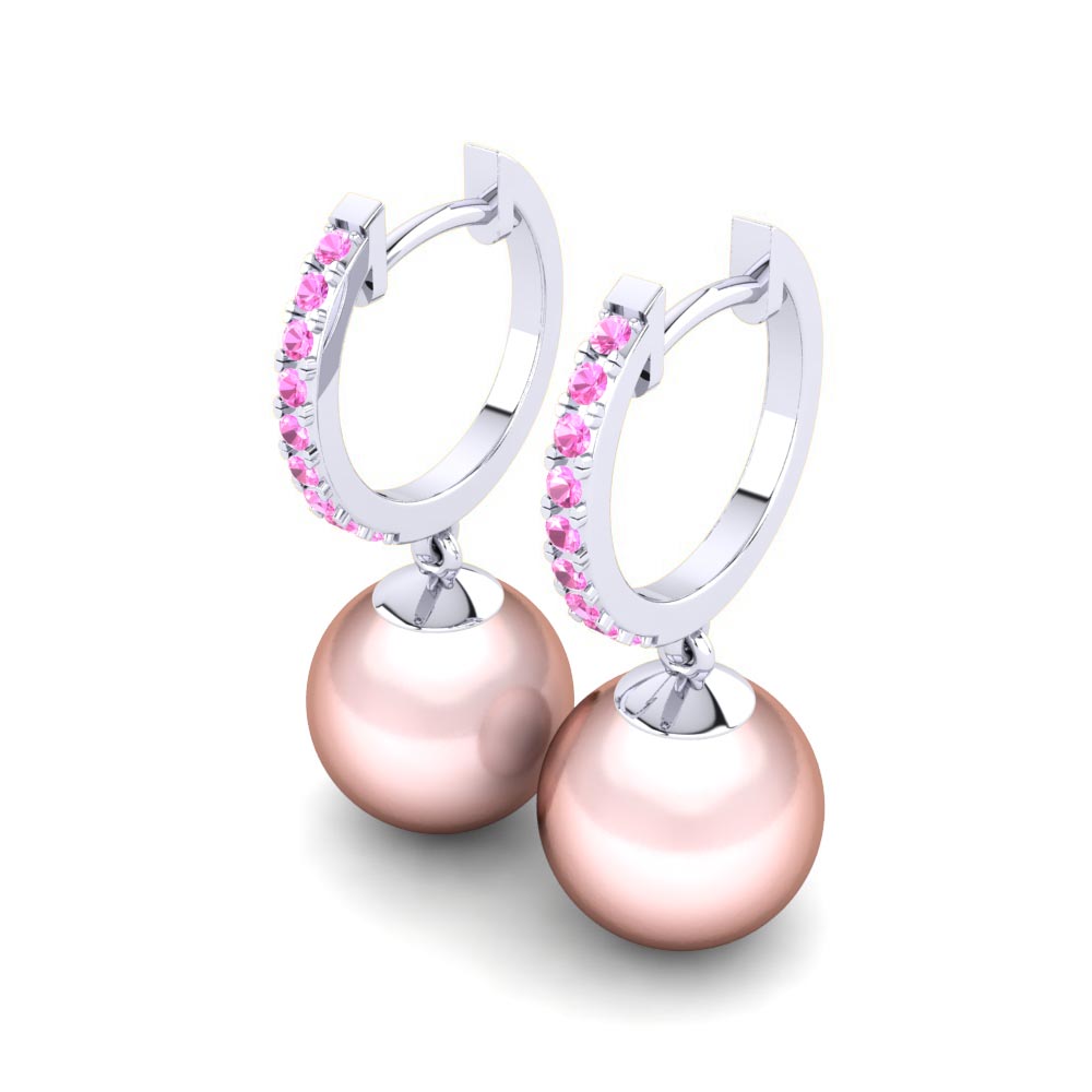 Turmalina rosa Pendiente de mujer Carine Ø10 mm