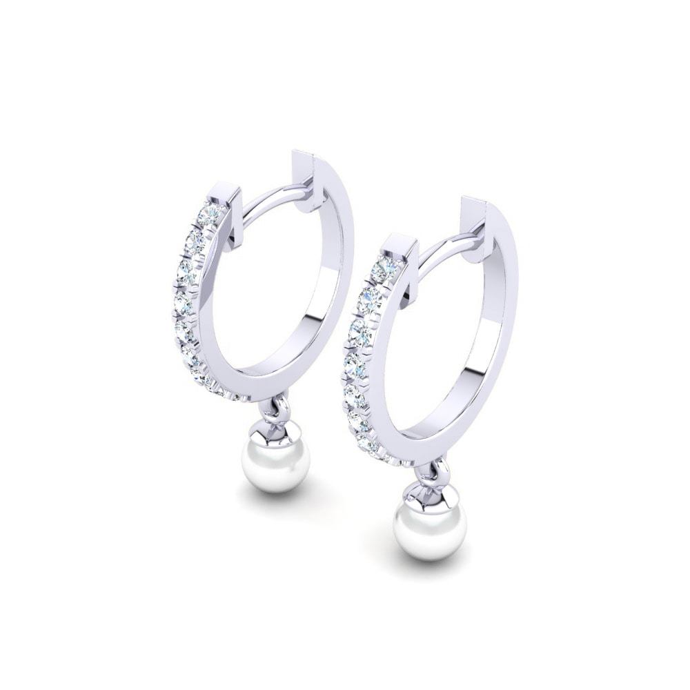 Plata 925 Zafiro blanco Pendiente de mujer Carine Ø4 mm