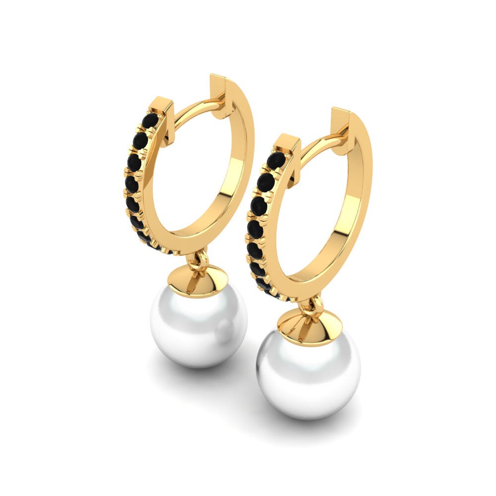 9ct Yellow Gold Black Diamond Women's Earring Carine Ø8 mm
