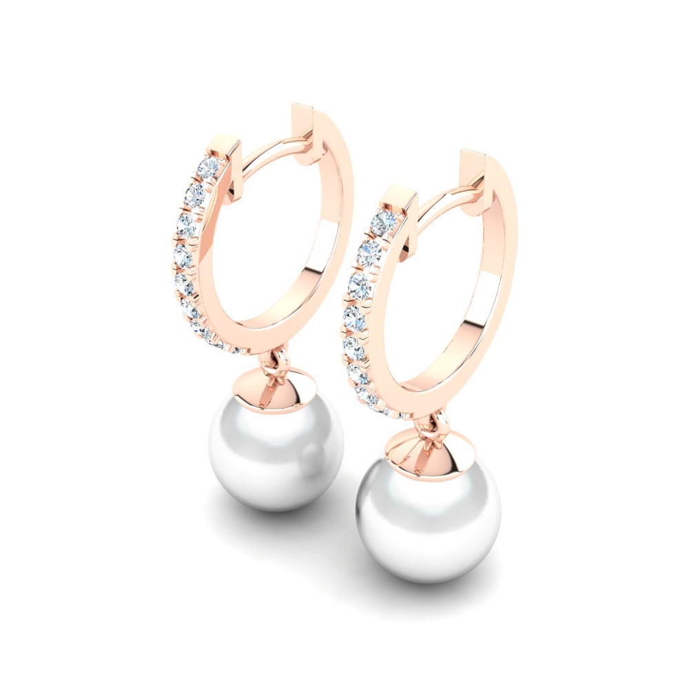 Oro Rosso 750 Zaffiro Bianco Orecchino da donna Carine Ø8 mm
