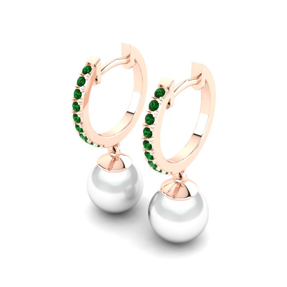 9ct Rose Gold Green Zirconia Women's Earring Carine Ø8 mm