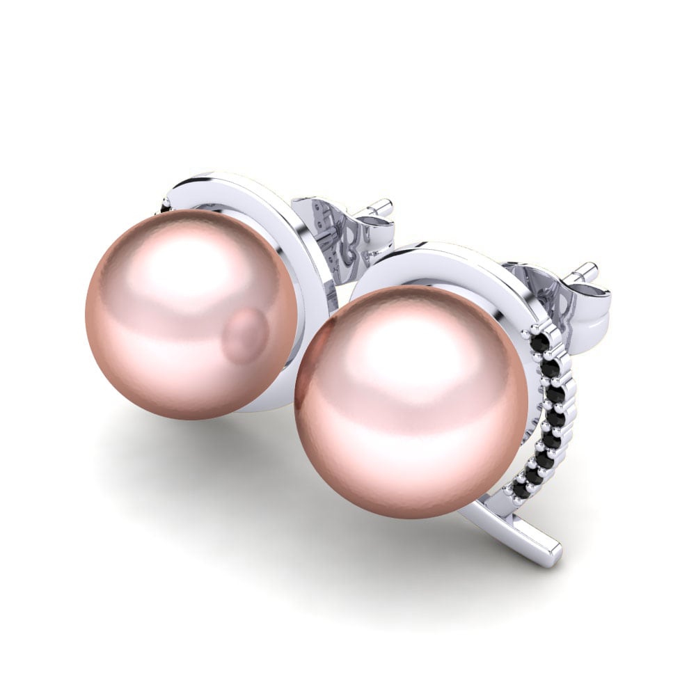 Paladio 950 Diamante Negro Pendiente de mujer Purisima Ø10 mm