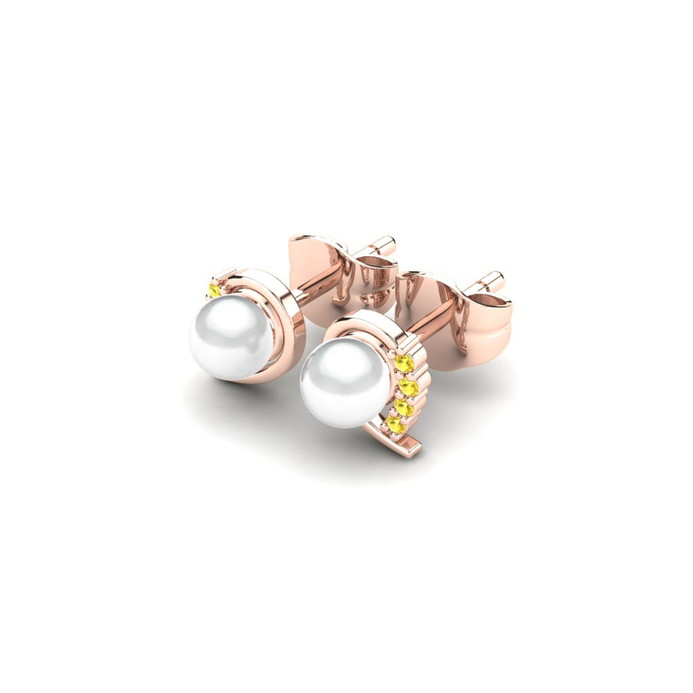 14ct Rose Gold Yellow Sapphire Women's Earring Purisima Ø4 mm