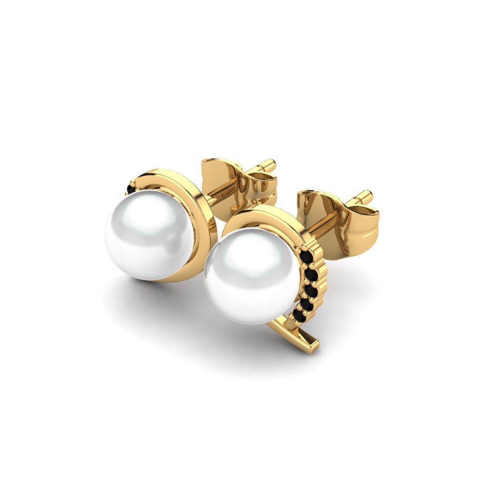 9ct Yellow Gold Black Diamond Women's Earring Purisima