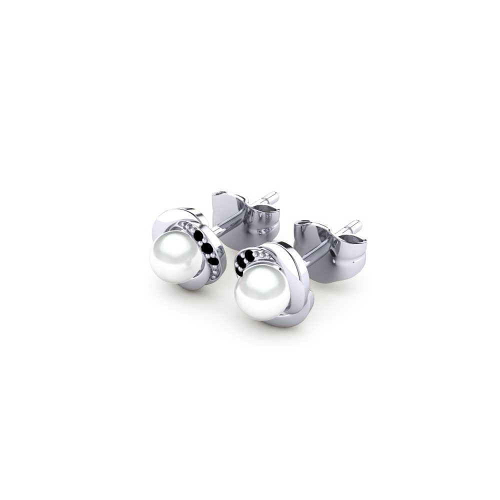 18k Oro Blanco Diamante Negro Pendiente de mujer Stelina Ø4 mm
