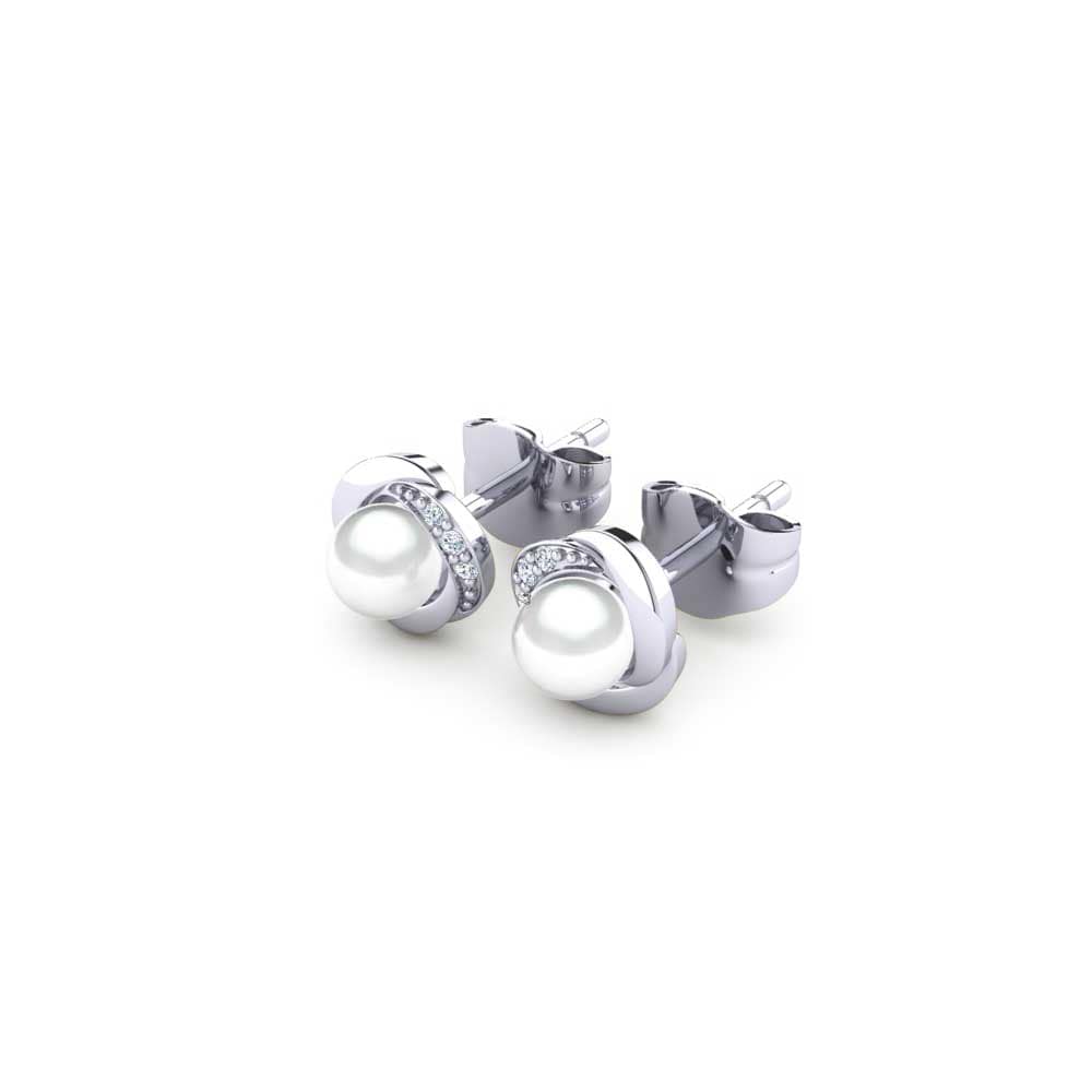 Plata 925 Zafiro blanco Pendiente de mujer Stelina Ø4 mm
